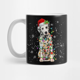 Santa Dalmatian Christmas Tree Light Mug